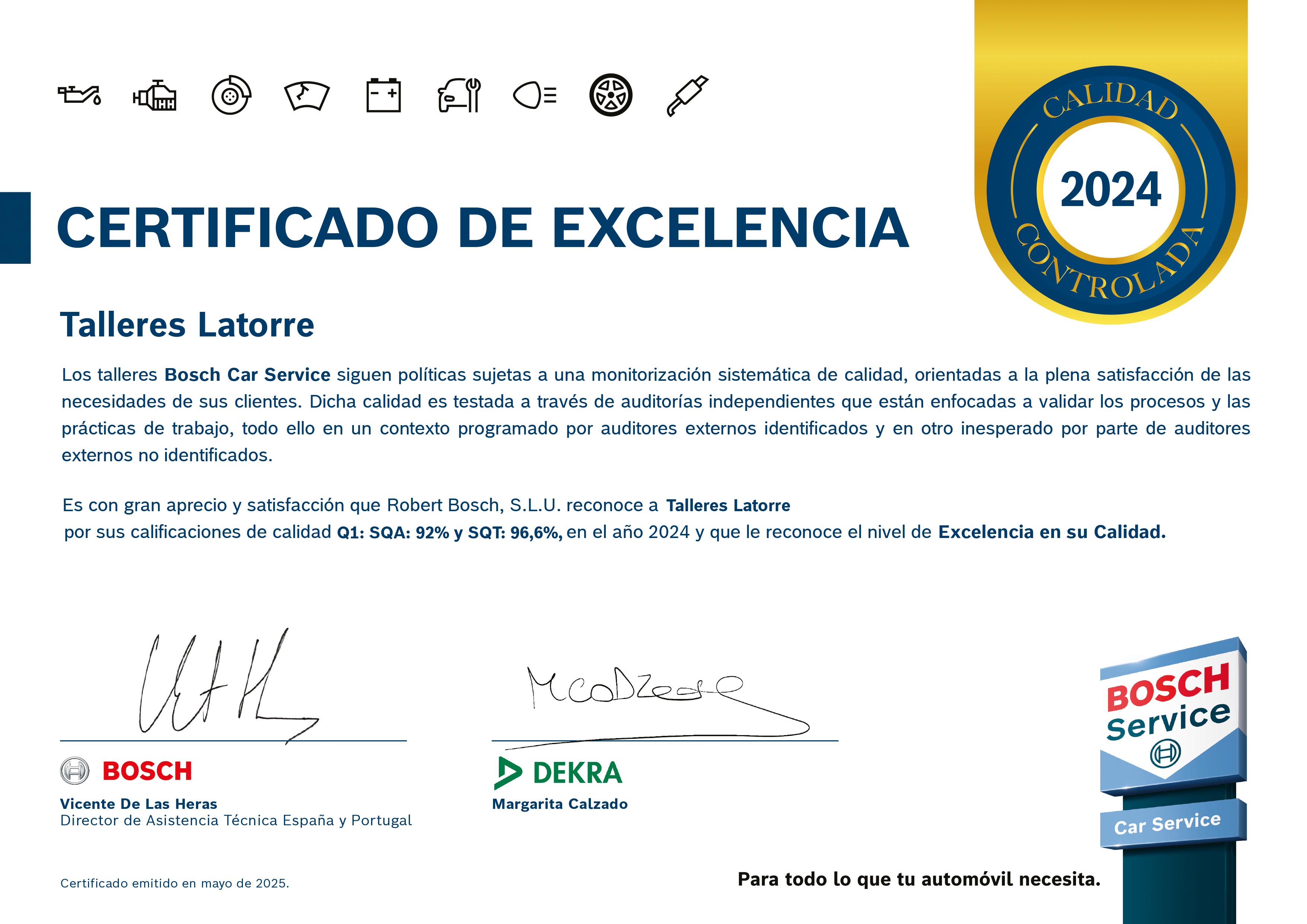 Certificado de excelencia Q1