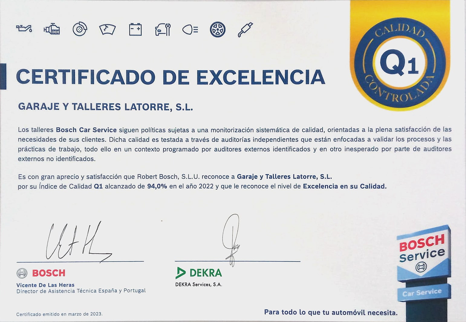 Certificado de Excelencia Q1